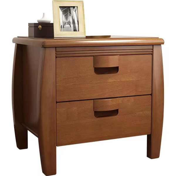 Modern Mid-Century Rectangular Solid Wood Nightstand 2-Drawer For Bedroom - Image 15