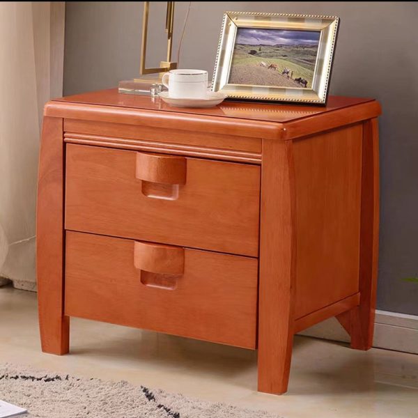 Modern Mid-Century Rectangular Solid Wood Nightstand 2-Drawer For Bedroom - Image 12