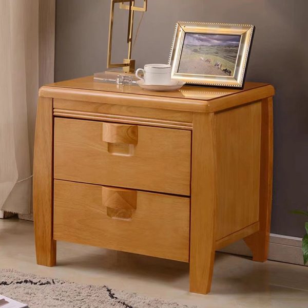 Modern Mid-Century Rectangular Solid Wood Nightstand 2-Drawer For Bedroom - Image 13