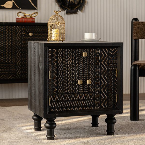 Traditional Vintage Solid Wood Square Nightstand With 1-Drawer For Bedroom & Living Room - Image 3