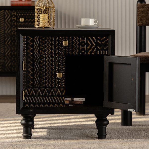 Traditional Vintage Solid Wood Square Nightstand With 1-Drawer For Bedroom & Living Room - Image 6