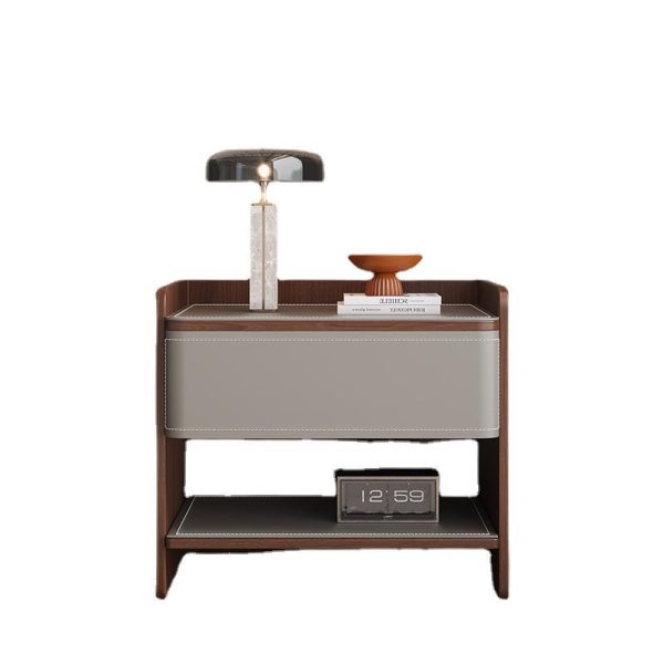 Contemporary Coastal Rectangular Solid Wood Saddle Leather Nightstand 1-Drawer For Bedroom - Image 27