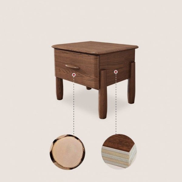 Modern Mid-Century Rectangular Tabletop Ash Wood Nightstand 1-Drawer For Bedroom - Image 8