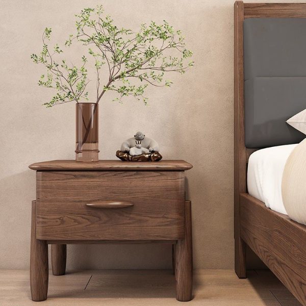 Modern Mid-Century Rectangular Tabletop Ash Wood Nightstand 1-Drawer For Bedroom - Image 7