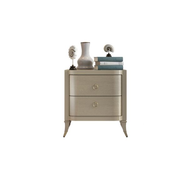 Contemporary Boho Rectangular Tabletop Solid Wood Copper Nightstand 2-Drawer For Bedroom - Image 13