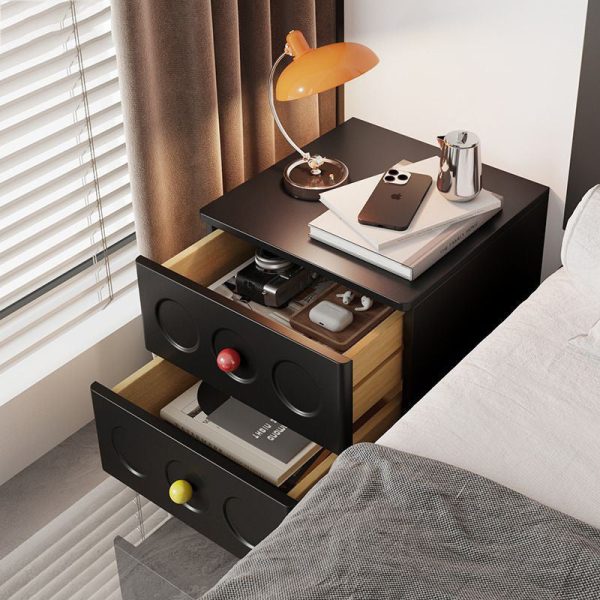 Modern Transitional Square Solid Wood Black Nightstand 2-Drawer With Ball Feet For Bedroom - Image 6