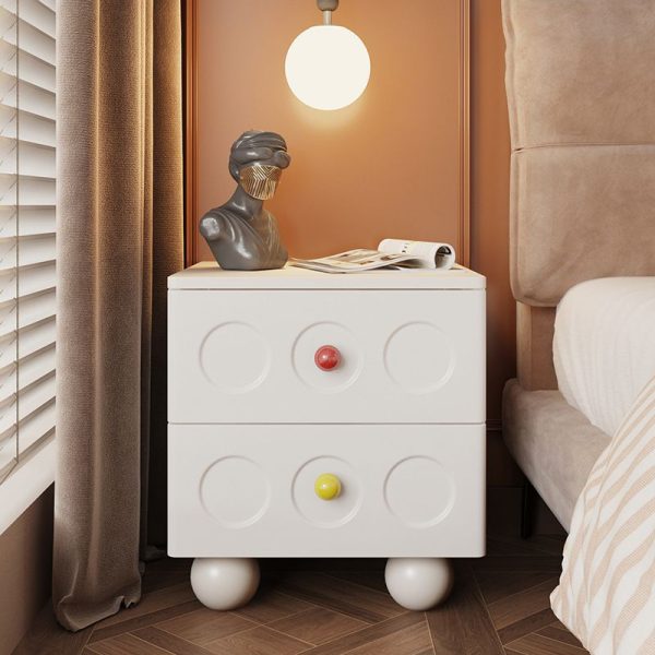 Modern Transitional Square Solid Wood Black Nightstand 2-Drawer With Ball Feet For Bedroom - Image 3