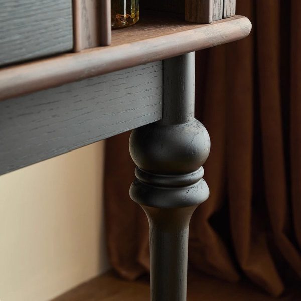 Modern Mid-Century Solid Wood Black Side Table With Slim Legs 1-Cabinet For Living Room - Image 8
