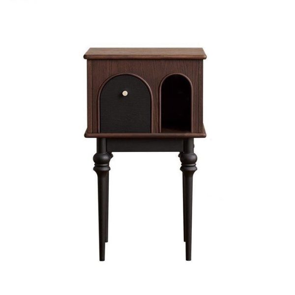 Modern Mid-Century Solid Wood Black Side Table With Slim Legs 1-Cabinet For Living Room - Image 19