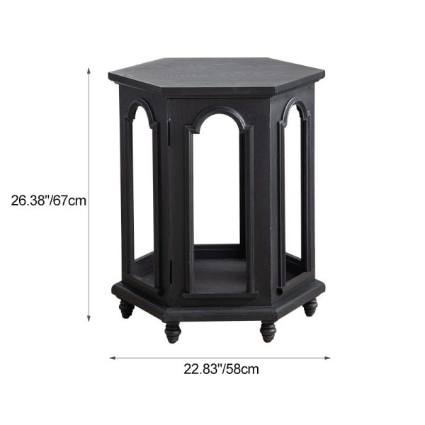 Modern Mid-Century Hollowed Arch Design Black Solid Wood Side Table 1-Storage For Living Room - Image 4