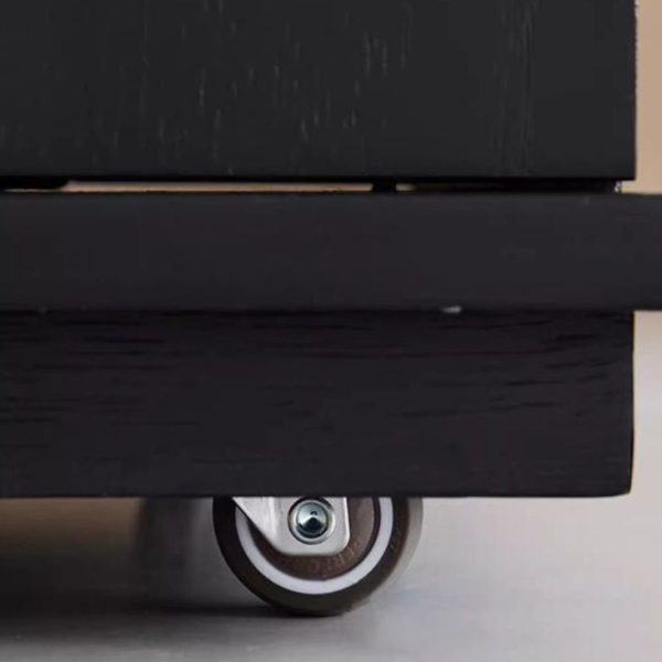 Modern Minimalist Slidable Black Solid Wood Coffee Table With Glass & Stainless Steel, 3-Cabinet For Living Room - Image 14