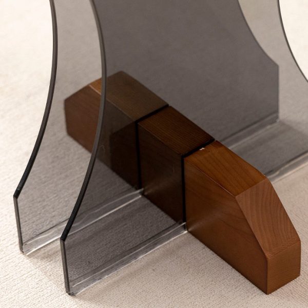 Contemporary Nordic Round Glass Side Table With Solid Wood Base For Living Room - Image 6