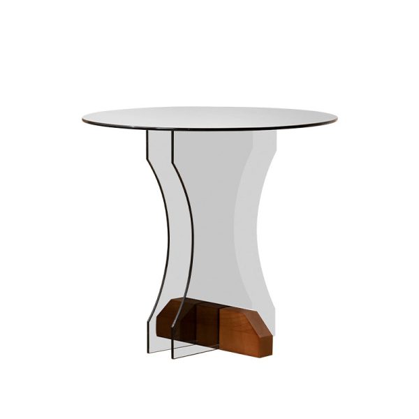 Contemporary Nordic Round Glass Side Table With Solid Wood Base For Living Room - Image 23