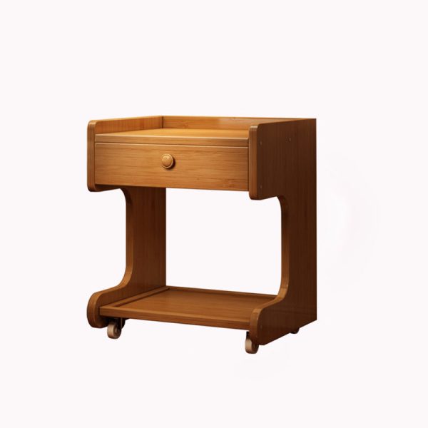 Modern Minimalist Removable Rectangular Desktop Solid Wood Nightstand 1-Drawer For Bedroom - Image 15
