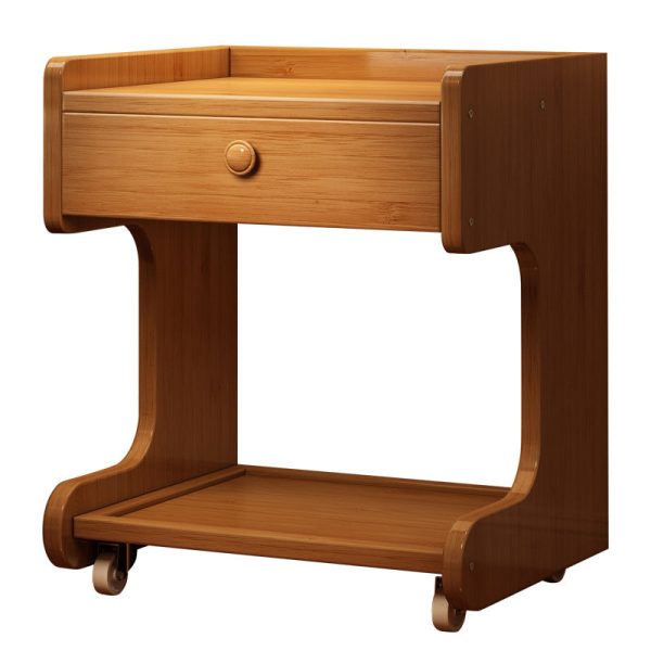 Modern Minimalist Removable Rectangular Desktop Solid Wood Nightstand 1-Drawer For Bedroom - Image 14
