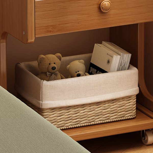 Modern Minimalist Removable Rectangular Desktop Solid Wood Nightstand 1-Drawer For Bedroom - Image 7