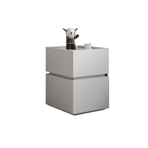 Modern Luxury Ultra Narrow Rectangular Tabletop Solid Wood Nightstand 2-Drawer For Bedroom - Image 18