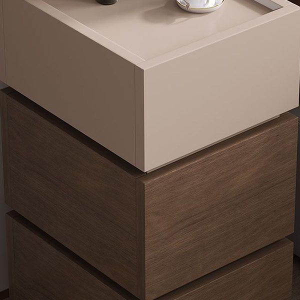 Modern Luxury Ultra Narrow Rectangular Tabletop Solid Wood Nightstand 2-Drawer For Bedroom - Image 5