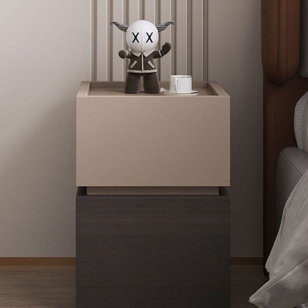 Modern Luxury Ultra Narrow Rectangular Tabletop Solid Wood Nightstand 2-Drawer For Bedroom - Image 7