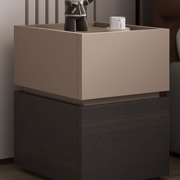 Modern Luxury Ultra Narrow Rectangular Tabletop Solid Wood Nightstand 2-Drawer For Bedroom - Image 6