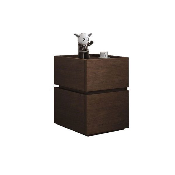 Modern Luxury Ultra Narrow Rectangular Tabletop Solid Wood Nightstand 2-Drawer For Bedroom - Image 14