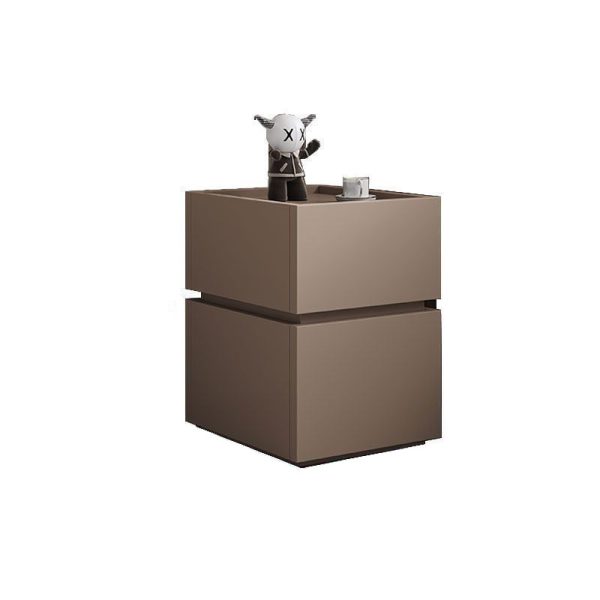 Modern Luxury Ultra Narrow Rectangular Tabletop Solid Wood Nightstand 2-Drawer For Bedroom - Image 15