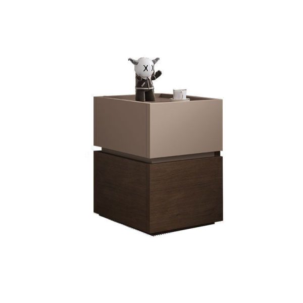 Modern Luxury Ultra Narrow Rectangular Tabletop Solid Wood Nightstand 2-Drawer For Bedroom - Image 16
