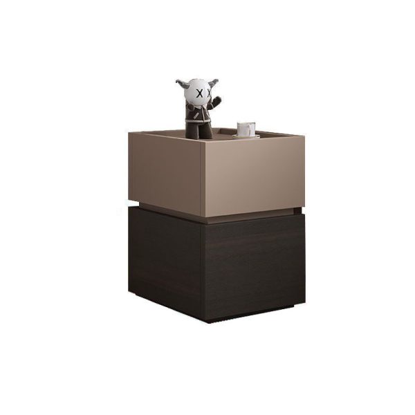 Modern Luxury Ultra Narrow Rectangular Tabletop Solid Wood Nightstand 2-Drawer For Bedroom - Image 17
