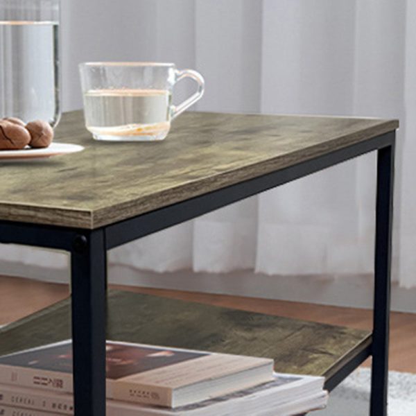 Modern Minimalist MFC & Iron Rectangular Coffee Table 2-Tier For Living Room - Image 3