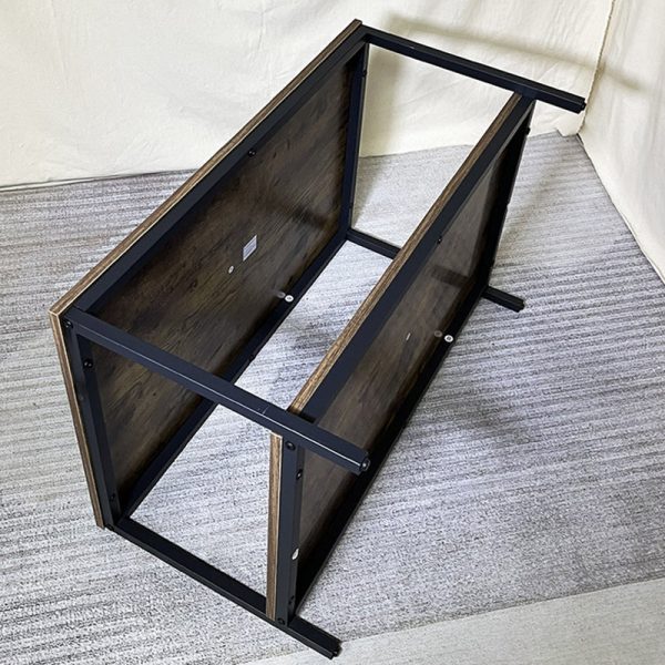 Modern Minimalist MFC & Iron Rectangular Coffee Table 2-Tier For Living Room - Image 5