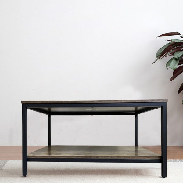 Modern Minimalist MFC & Iron Rectangular Coffee Table 2-Tier For Living Room - Image 8