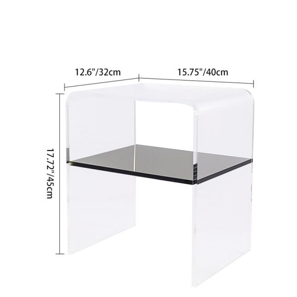 Modern Minimalist Rectangular Acrylic End Table 2-Tier For Living Room - Image 5