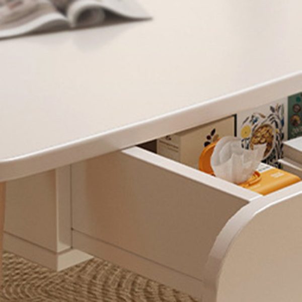 Modern Minimalist Rectangular MDF & Beech Wood Coffee Table 2-Drawer For Living Room - Image 6
