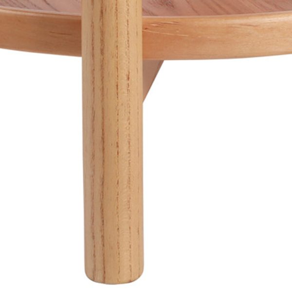 Traditional Japanese Round MDF & Ash Wood Coffee Table 2-Tier For Living Room - Image 5