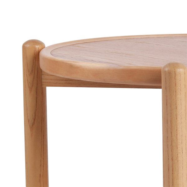 Traditional Japanese Round MDF & Ash Wood Coffee Table 2-Tier For Living Room - Image 6