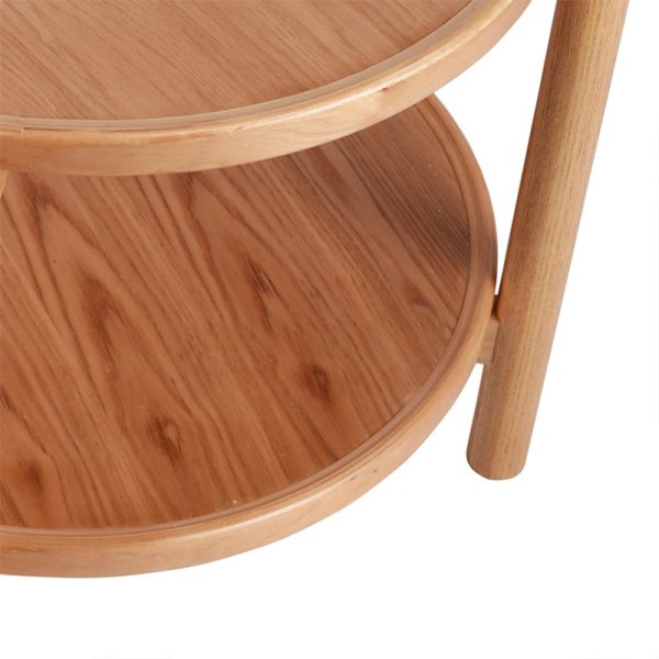 Traditional Japanese Round MDF & Ash Wood Coffee Table 2-Tier For Living Room - Image 7