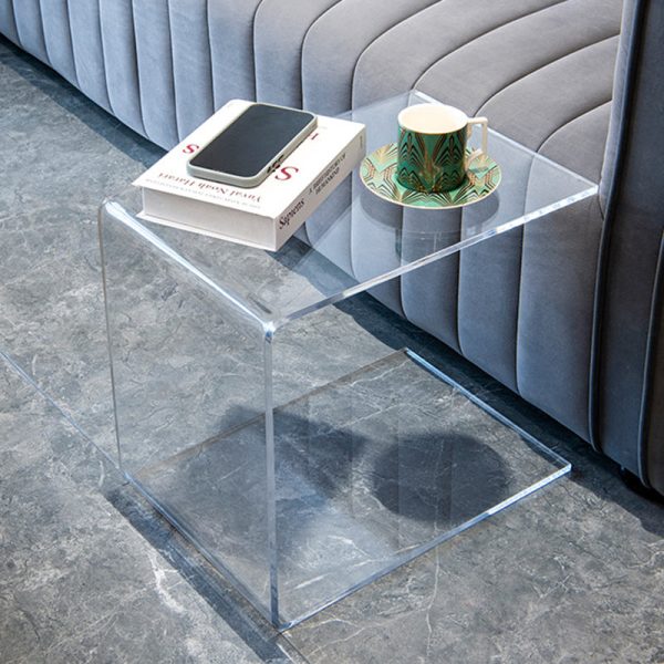 Modern Minimalist Rectangular Acrylic End Table 2-Tier For Living Room - Image 10