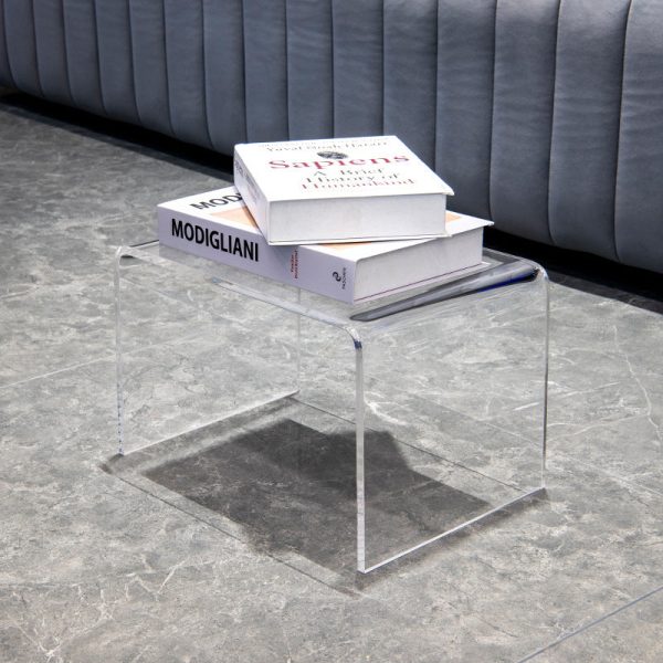 Modern Minimalist Rectangular Acrylic End Table 2-Tier For Living Room - Image 12