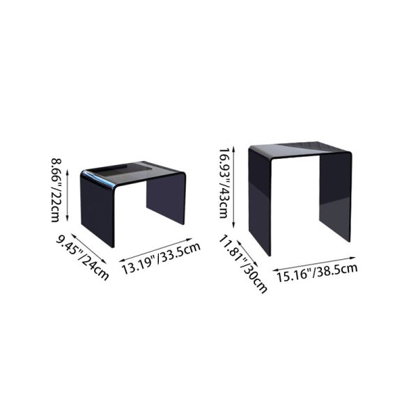 Modern Minimalist Rectangular Acrylic End Table 2-Tier For Living Room - Image 5