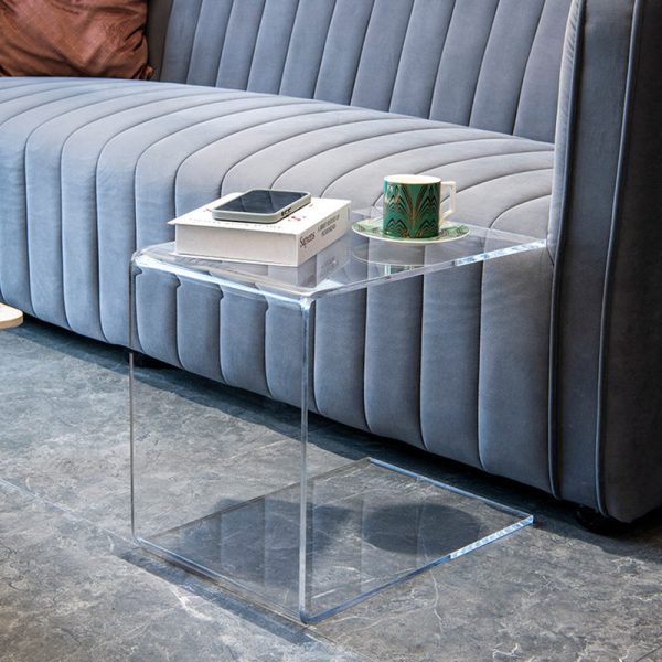 Modern Minimalist Rectangular Acrylic End Table 2-Tier For Living Room - Image 4