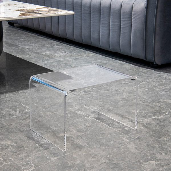 Modern Minimalist Rectangular Acrylic End Table 2-Tier For Living Room - Image 11