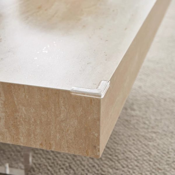 Modern Minimalist Square & Rectangular Rock Slabs Acrylic Coffee Table 1-Tier For Living Room - Image 11