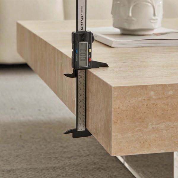 Modern Minimalist Square & Rectangular Rock Slabs Acrylic Coffee Table 1-Tier For Living Room - Image 14