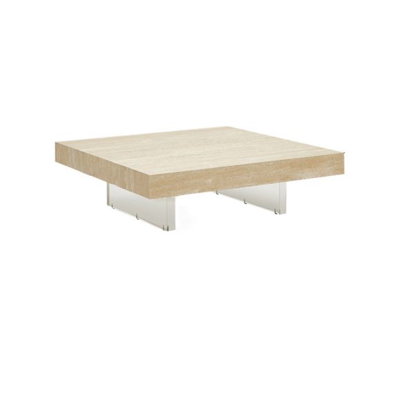 Modern Minimalist Square & Rectangular Rock Slabs Acrylic Coffee Table 1-Tier For Living Room - Image 17