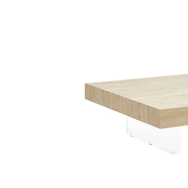 Modern Minimalist Square & Rectangular Rock Slabs Acrylic Coffee Table 1-Tier For Living Room - Image 9