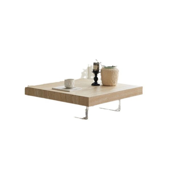 Modern Minimalist Square & Rectangular Rock Slabs Acrylic Coffee Table 1-Tier For Living Room - Image 18