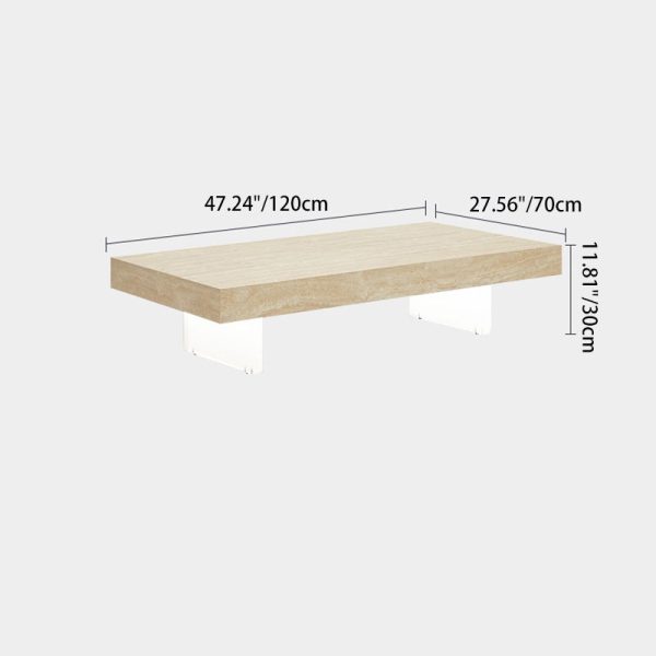 Modern Minimalist Square & Rectangular Rock Slabs Acrylic Coffee Table 1-Tier For Living Room - Image 8