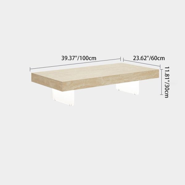 Modern Minimalist Square & Rectangular Rock Slabs Acrylic Coffee Table 1-Tier For Living Room - Image 7