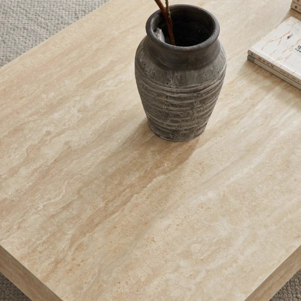 Modern Minimalist Square & Rectangular Rock Slabs Acrylic Coffee Table 1-Tier For Living Room - Image 10