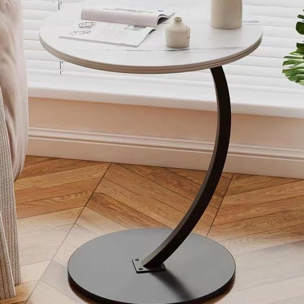 Modern Minimalist Round MDF & Iron End Table 1-Tier For Living Room - Image 3